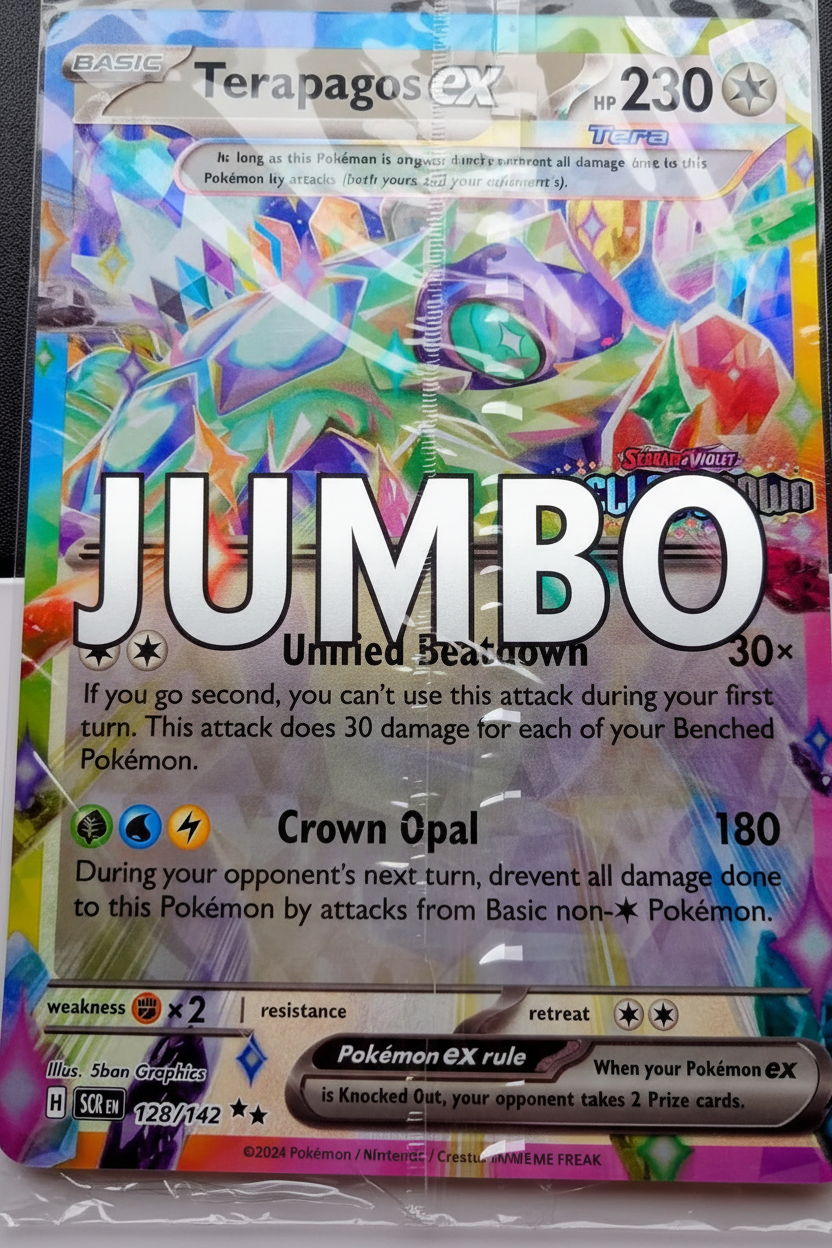 Terapagos EX card with JUMBO text overlay